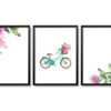 Obrazy w Drewnianej Ramie 90x40cm Bicycle Flower