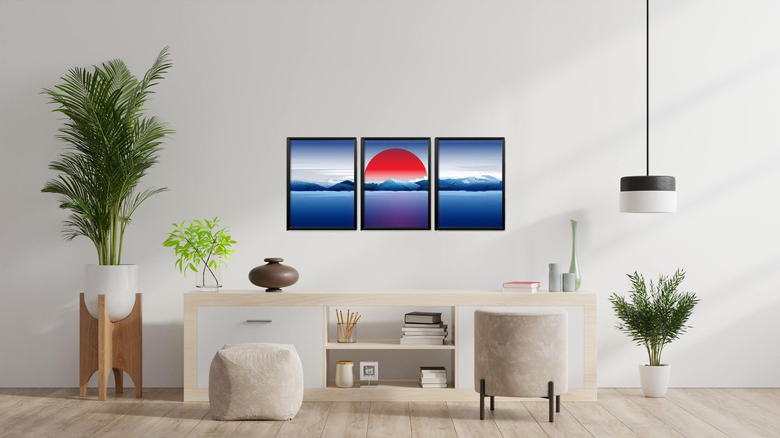 Obrazy w Drewnianej Ramie 90x40cm Blue Sunset