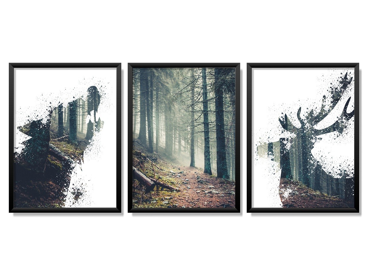 Obrazy w Drewnianej Ramie 90x40cm Forest