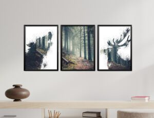 Obrazy w Drewnianej Ramie 90x40cm Forest