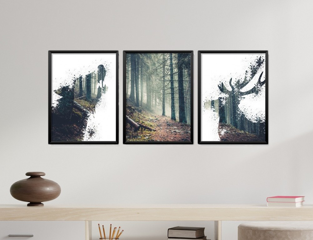Obrazy w Drewnianej Ramie 90x40cm Forest