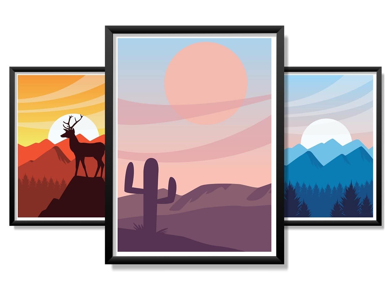 Obrazy w Drewnianej Ramie 90x40cm Free Nature