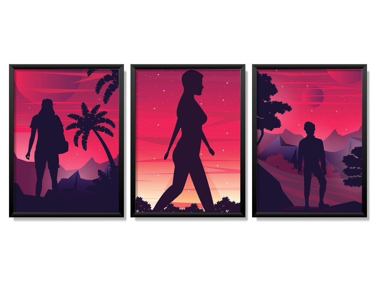 Obrazy w Drewnianej Ramie 90x40cm Future Sunset