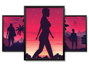 Obrazy w Drewnianej Ramie 90x40cm Future Sunset