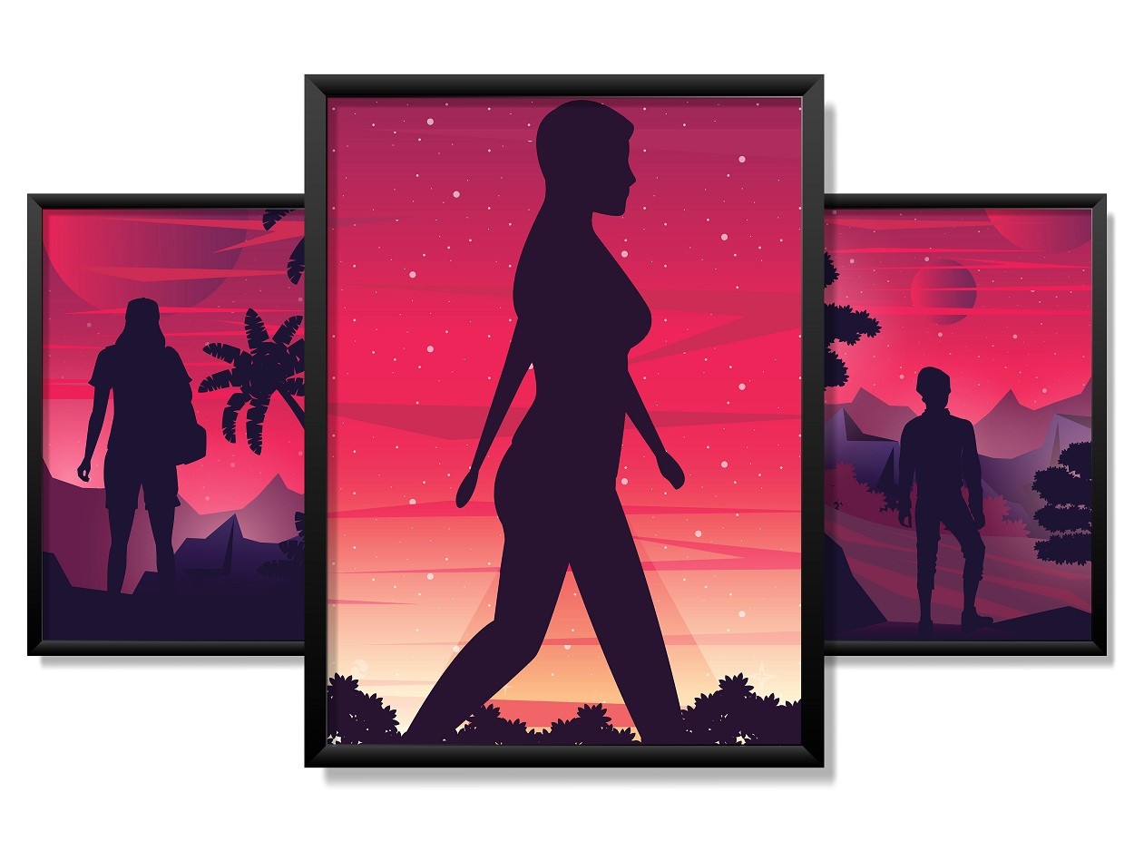 Obrazy w Drewnianej Ramie 90x40cm Future Sunset