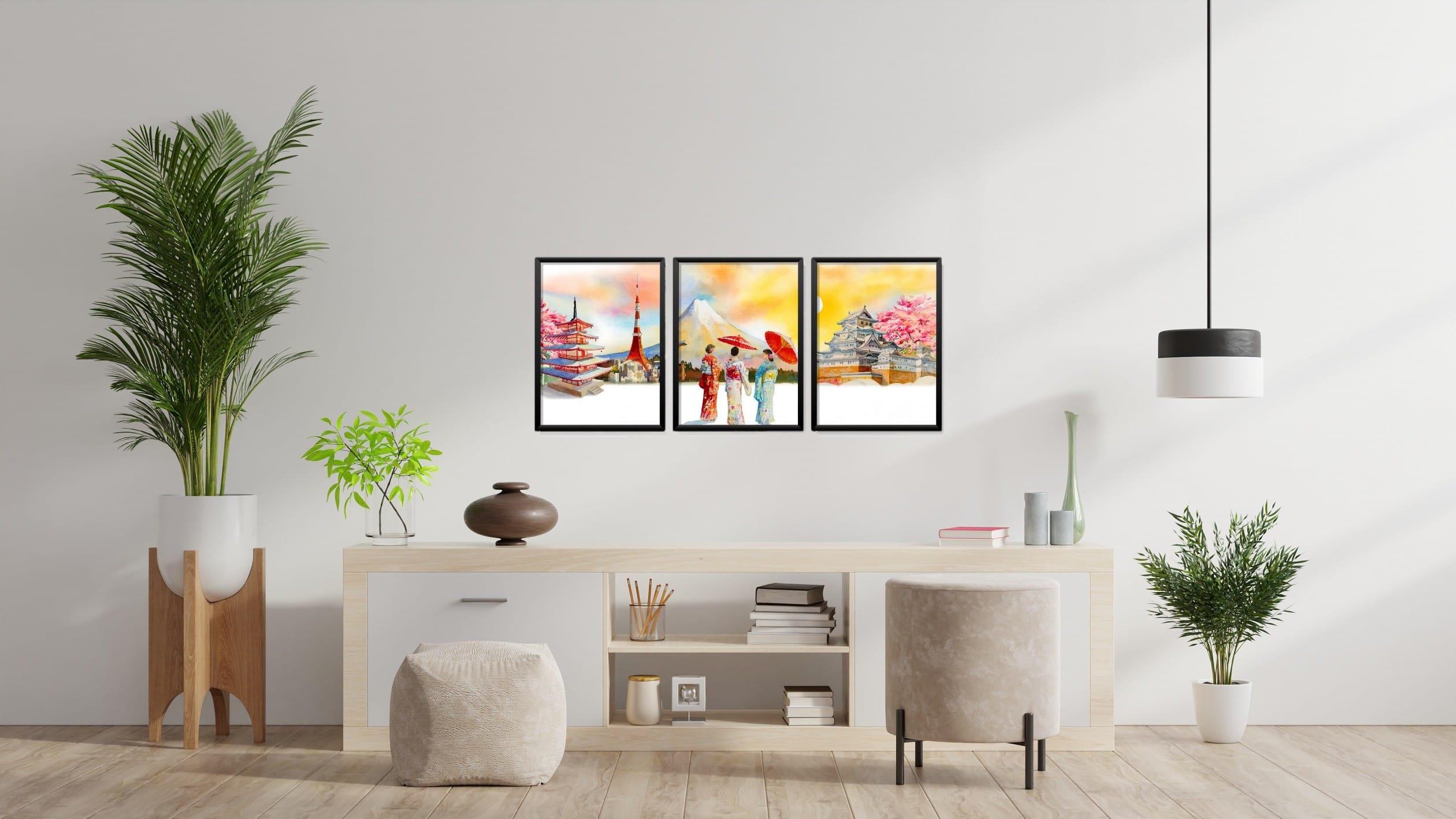 Obrazy w Drewnianej Ramie 90x40cm Japan Daylight