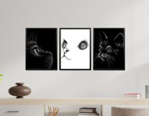 Obrazy w Drewnianej Ramie 90x40cm Koty