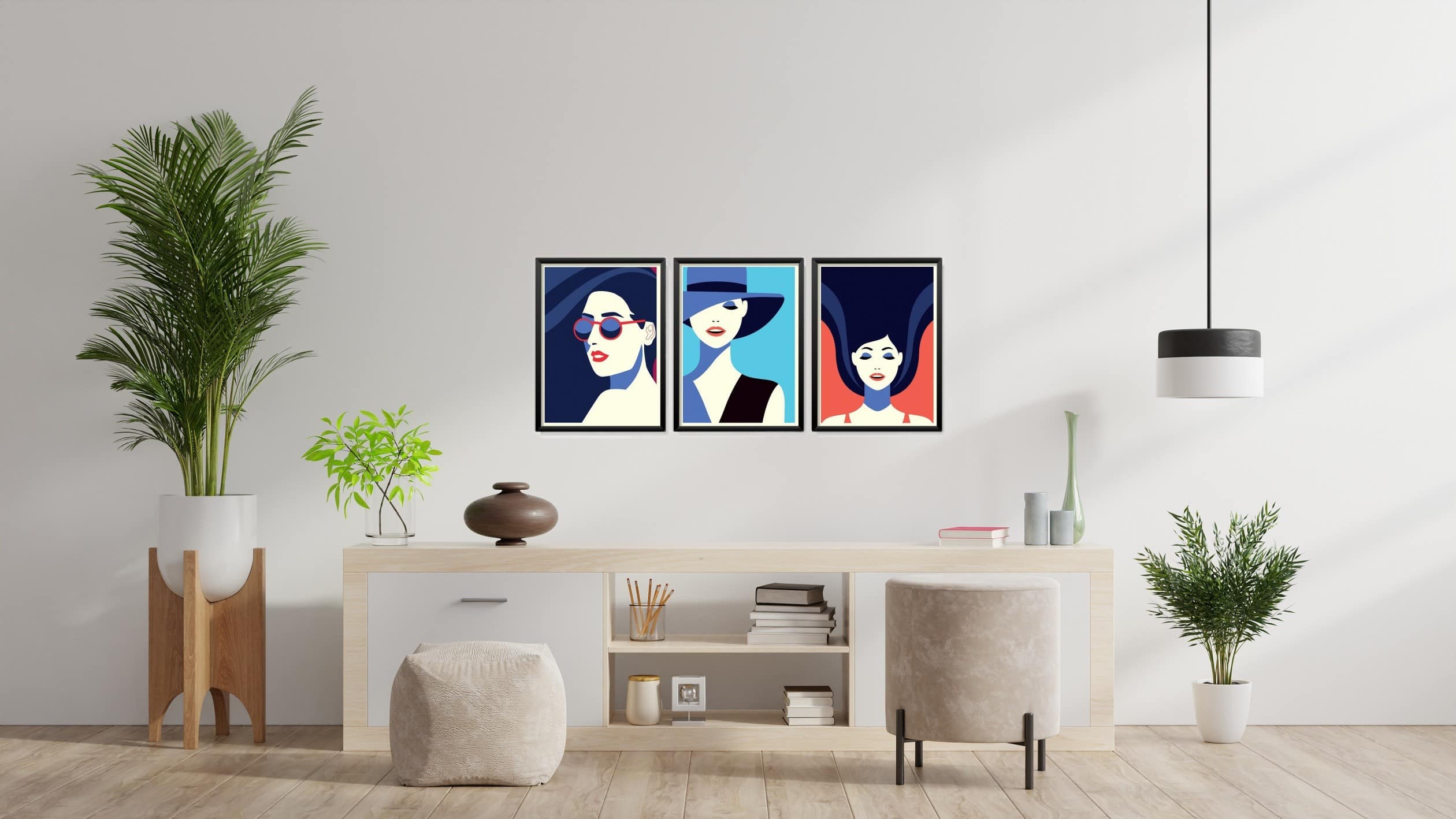 Obrazy w Drewnianej Ramie 90x40cm Modern Woman