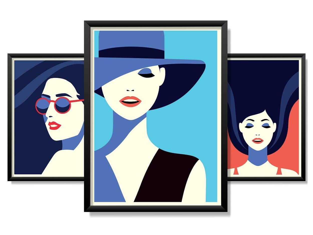 Obrazy w Drewnianej Ramie 90x40cm Modern Woman