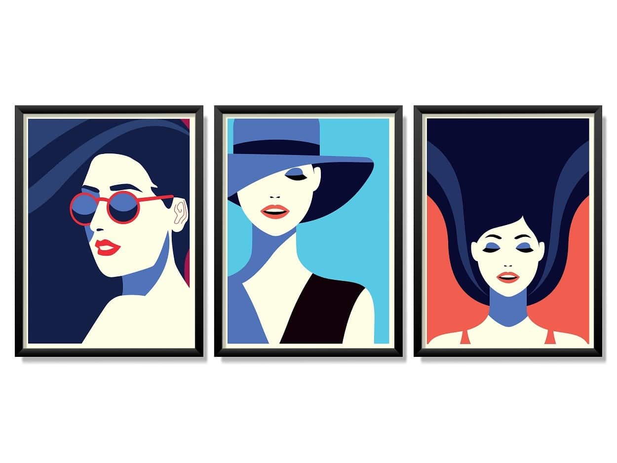 Obrazy w Drewnianej Ramie 90x40cm Modern Woman
