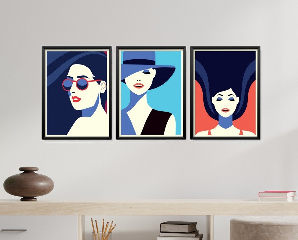 Obrazy w Drewnianej Ramie 90x40cm Modern Woman