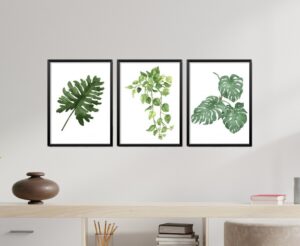 Obrazy w Drewnianej Ramie 90x40cm Monstera