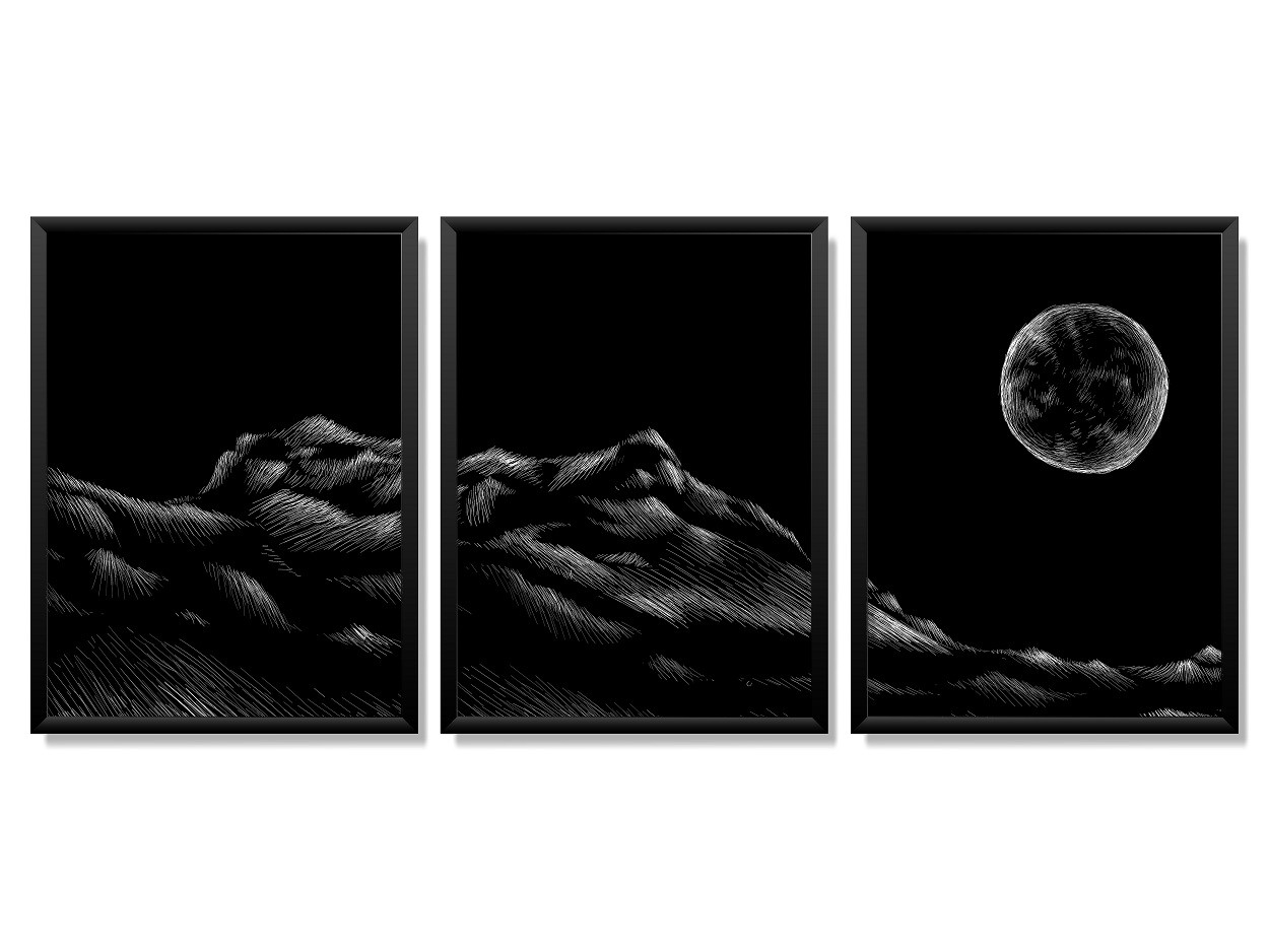 Obrazy w Drewnianej Ramie 90x40cm Noc
