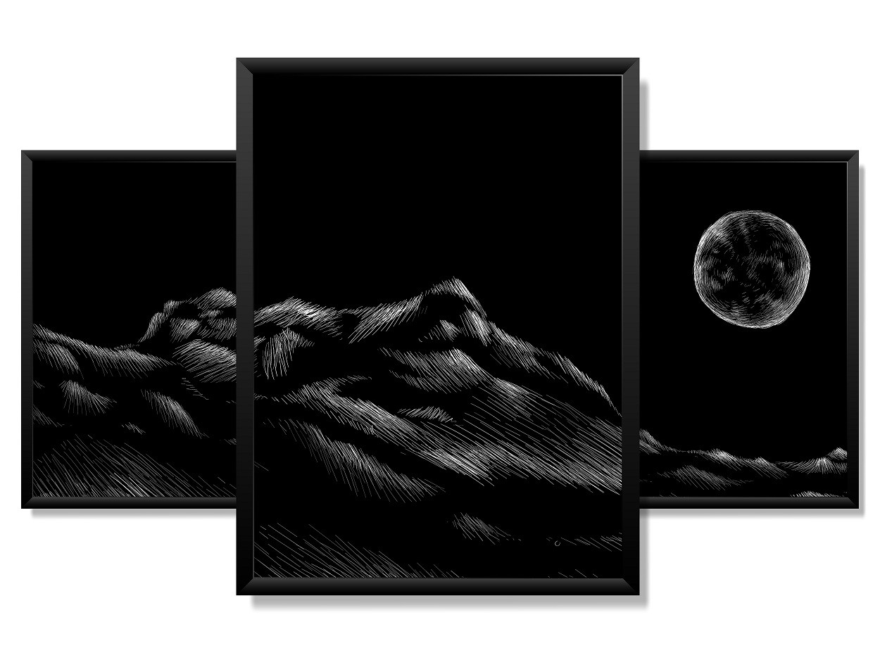 Obrazy w Drewnianej Ramie 90x40cm Noc