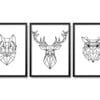 Obrazy w Drewnianej Ramie 90x40cm Polygonal Animal