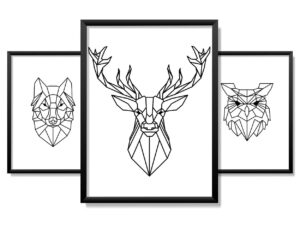 Obrazy w Drewnianej Ramie 90x40cm Polygonal Animal