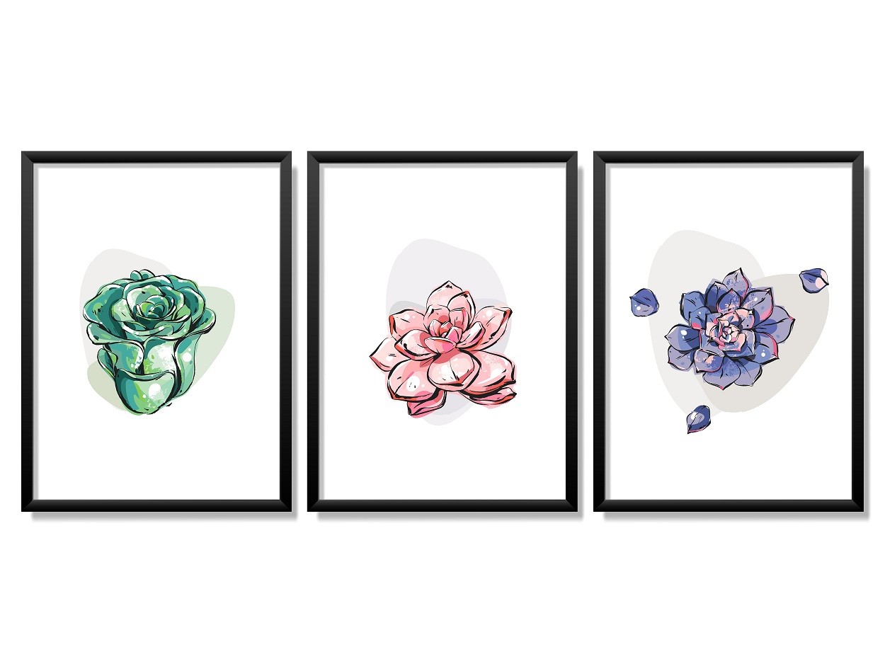 Obrazy w Drewnianej Ramie 90x40cm Pop Art Flower