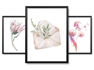 Obrazy w Drewnianej Ramie 90x40cm Romantic Flower