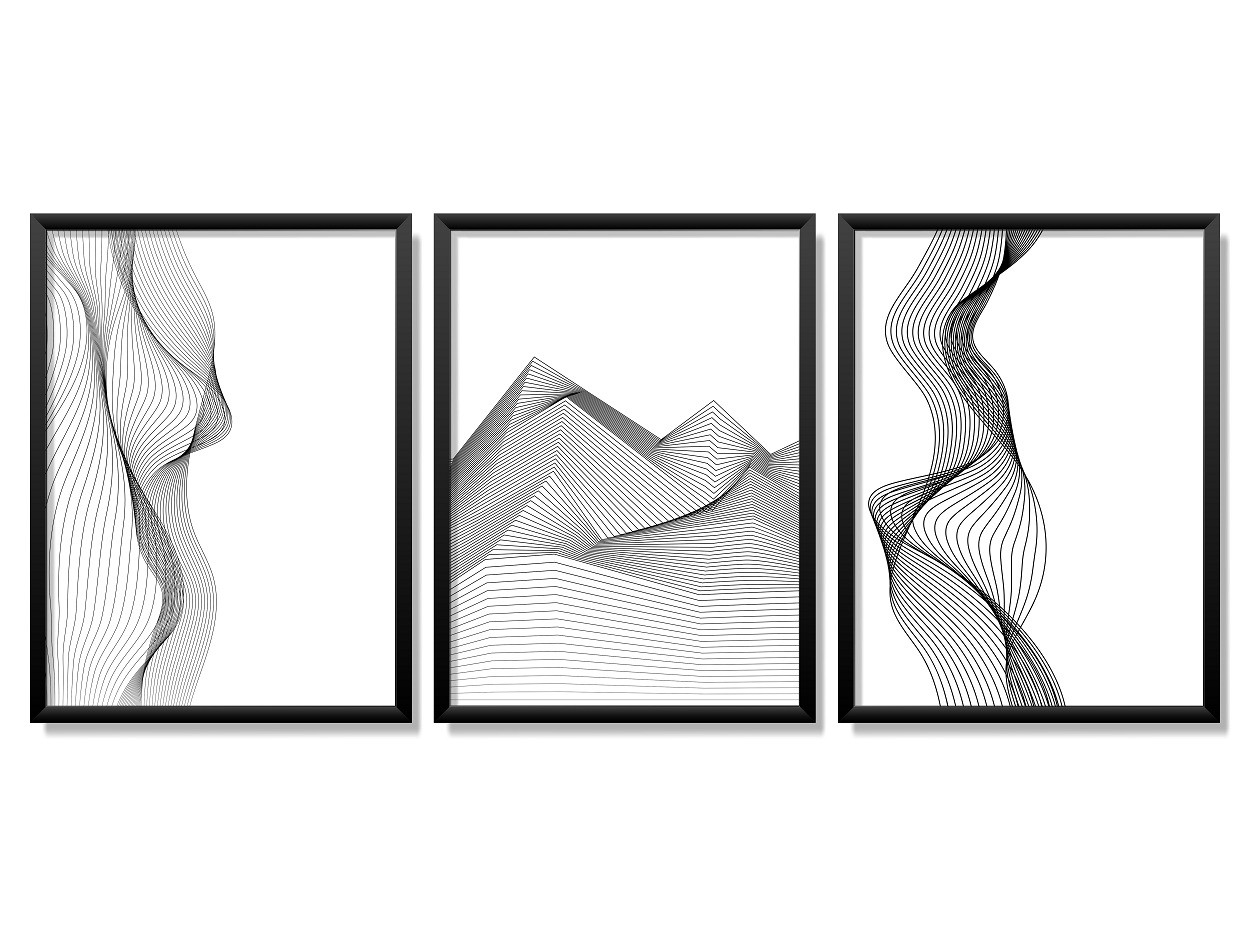 Obrazy w Drewnianej Ramie 90x40cm Seismic Wave