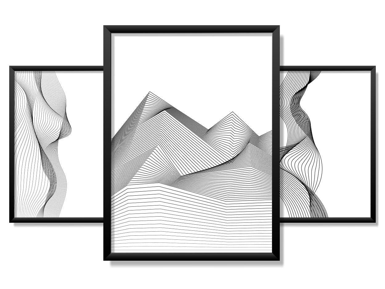 Obrazy w Drewnianej Ramie 90x40cm Seismic Wave