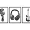 Obrazy w Drewnianej Ramie 90x40cm Sketch Music Set