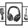 Obrazy w Drewnianej Ramie 90x40cm Sketch Music Set