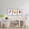 Obrazy w Drewnianej Ramie 90x40cm Splash Flower