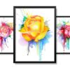 Obrazy w Drewnianej Ramie 90x40cm Splash Flower