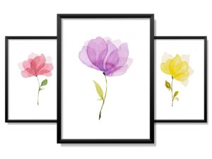 Obrazy w Drewnianej Ramie 90x40cm Tricolor Flower