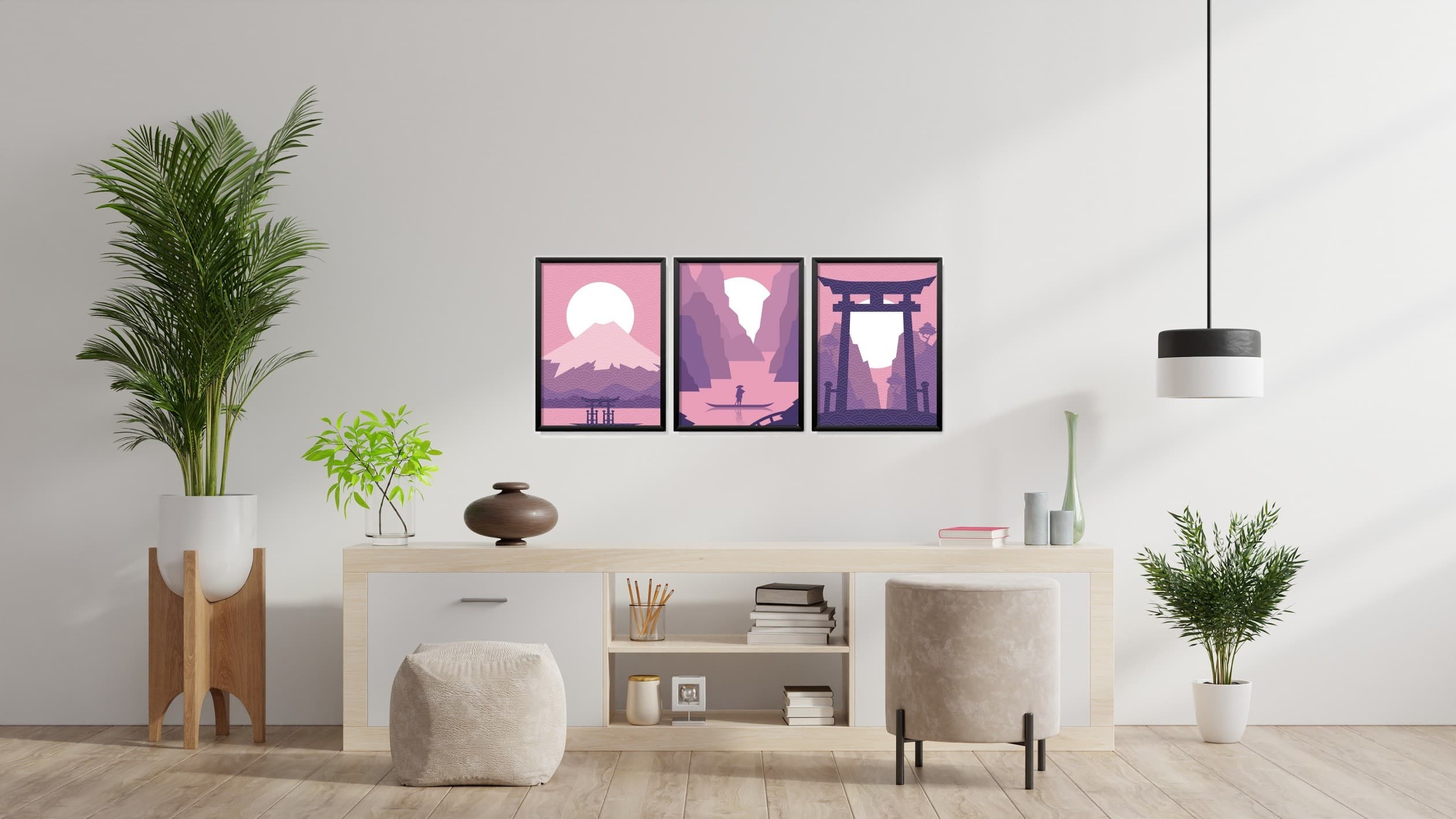 Obrazy w Drewnianej Ramie 90x40cm Violet Asia