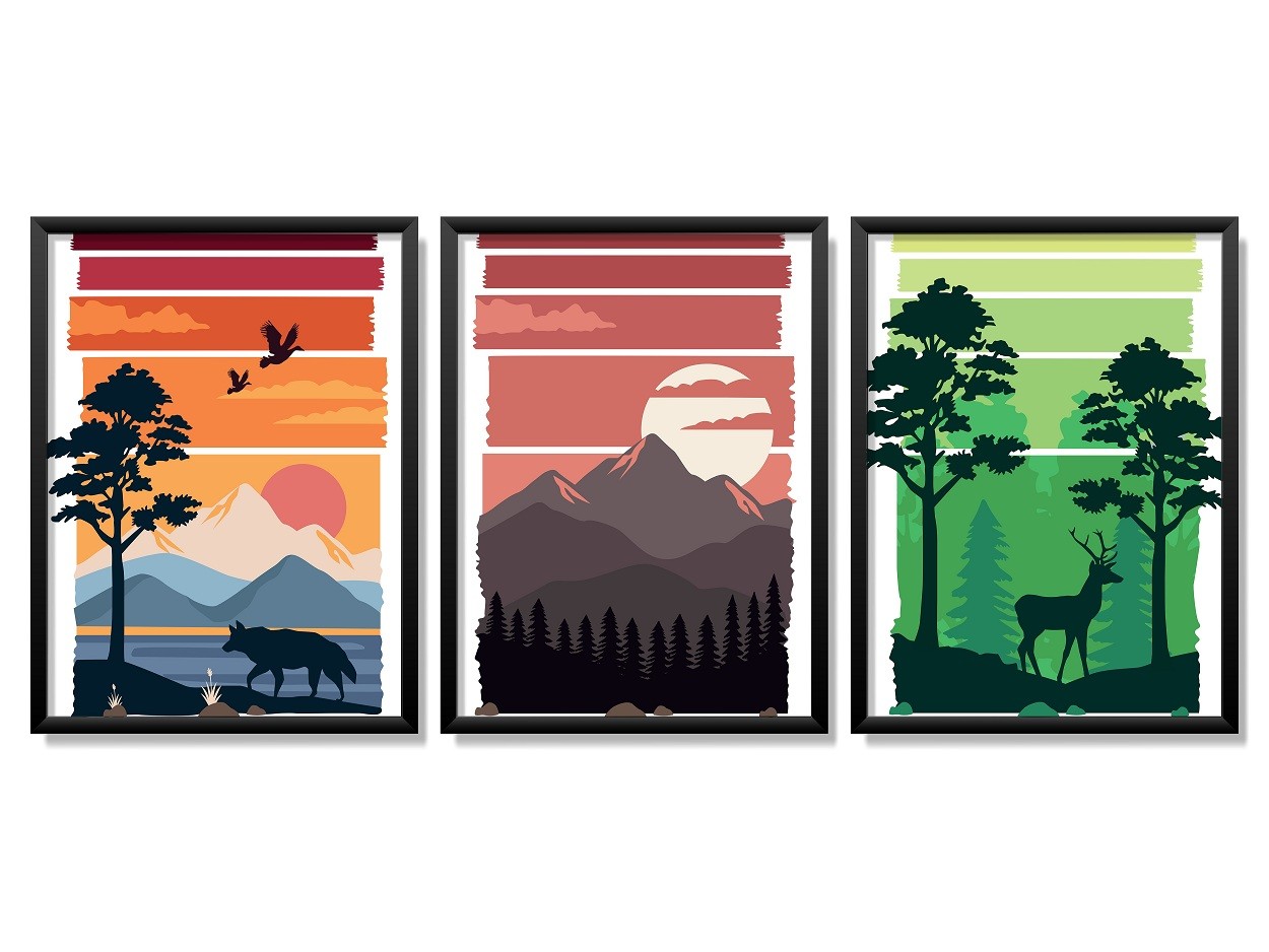 Obrazy w Drewnianej Ramie 90x40cm Wild Nature