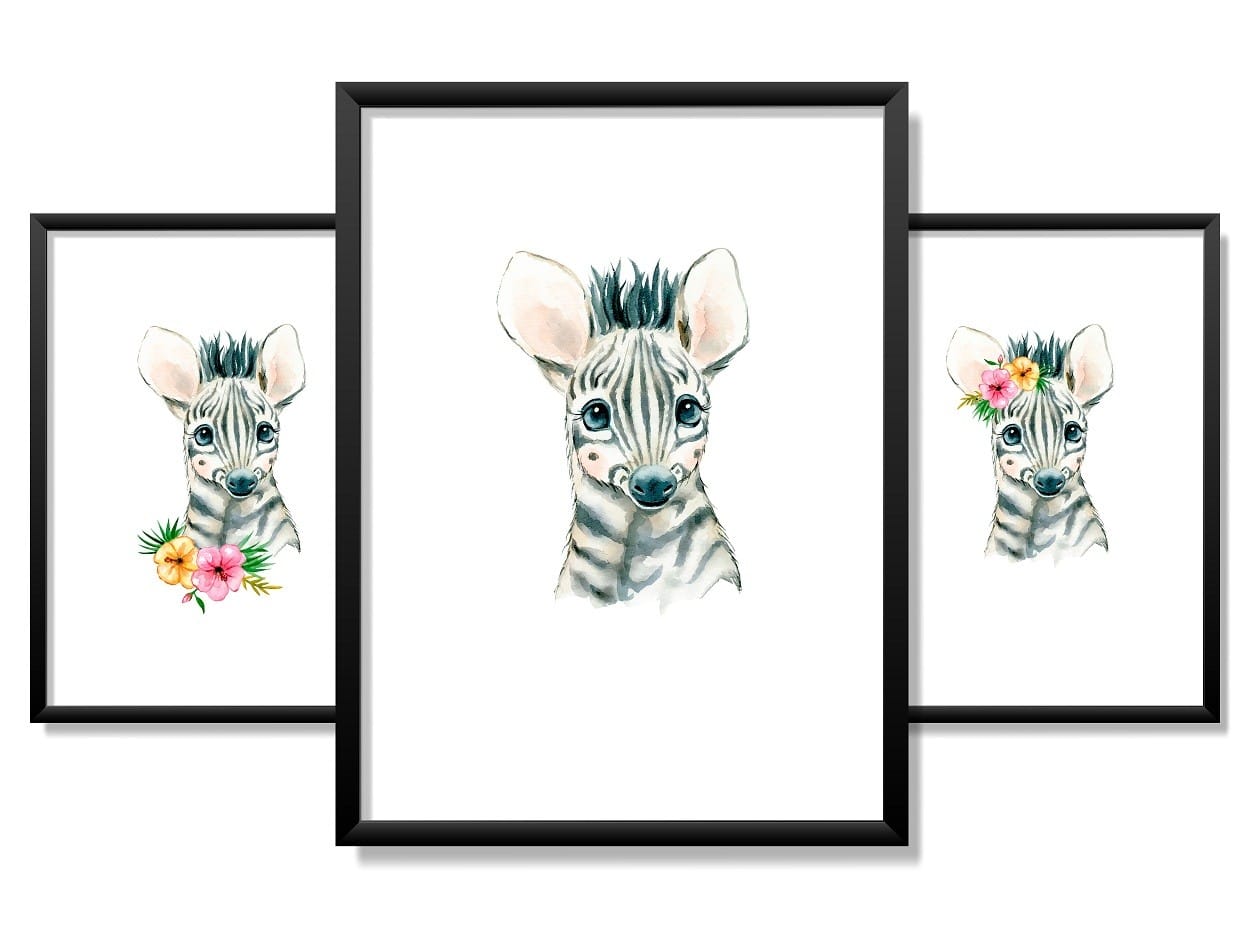 Obrazy w Drewnianej Ramie 90x40cm Zebra