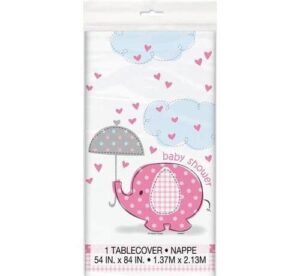 Obrus na baby shower różowy słonik