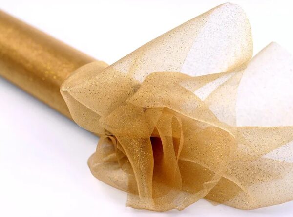 Organza Brokatowa Glittery  Złota 