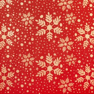 Papier Ozdobny Świąteczny Czerwony Złote Śnieżynki