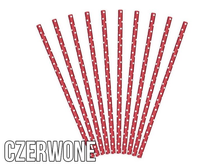 Papierowe słomki w kropki czerwone