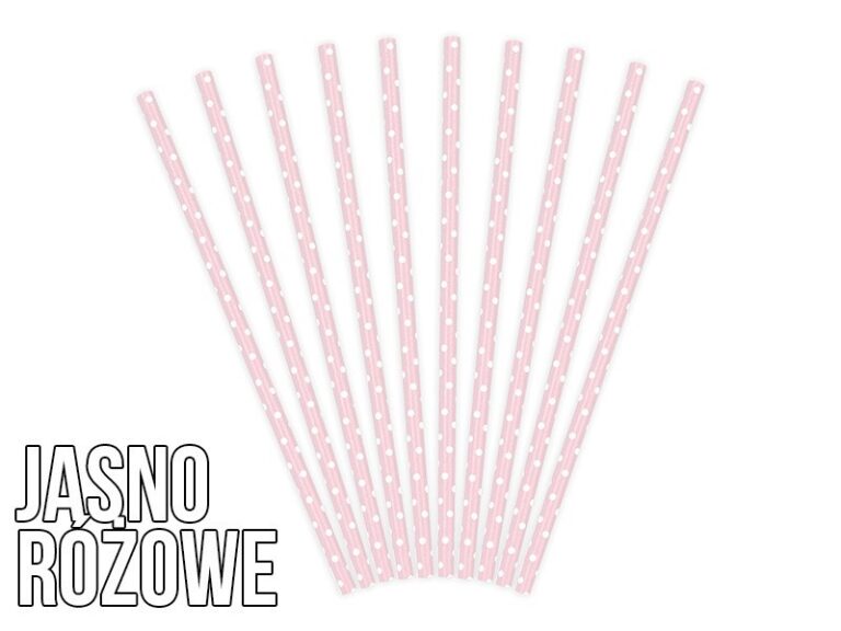 Papierowe słomki w kropki jasnoróżowe
