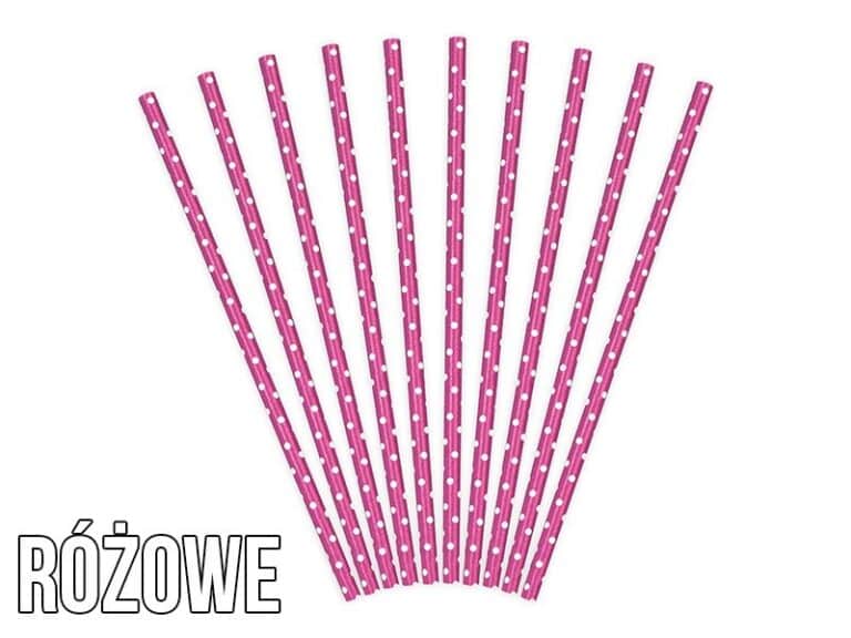 Papierowe słomki w kropki różowe