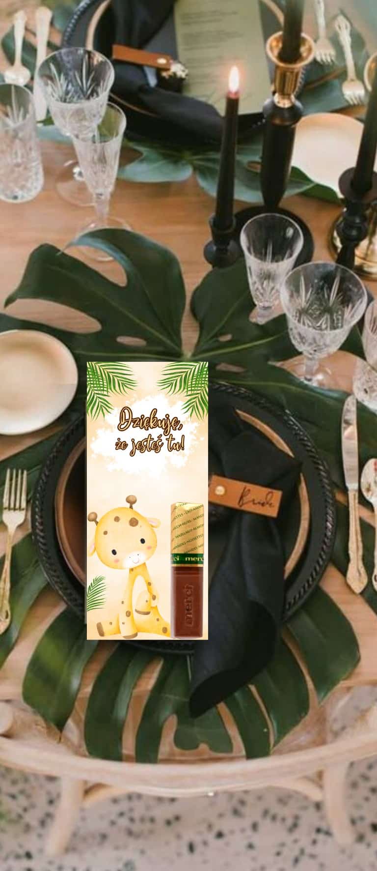 Podziękowania dla Gości Merci Cute Giraffe  12szt 