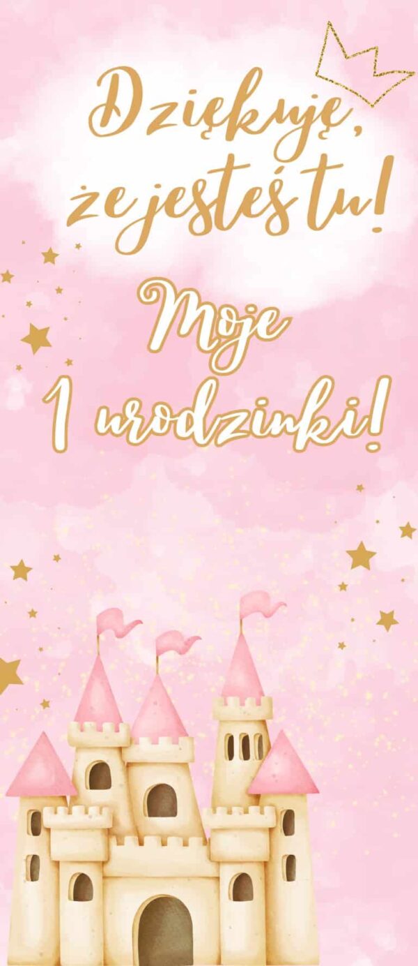 Podziękowania dla Gości Merci Na Roczek Zamek 12szt 
