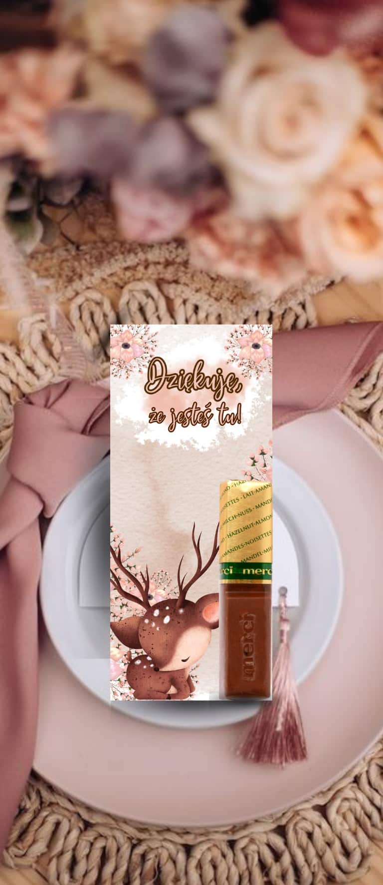 Podziękowania dla Gości Merci Oh Deer 12szt 