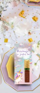 Podziękowania dla Gości Merci Unicorn Rainbow 12szt