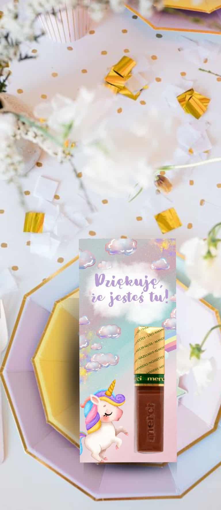 Podziękowania dla Gości Merci Unicorn Rainbow 12szt 