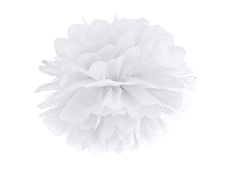 Pompon bibułowy 35cm Biały