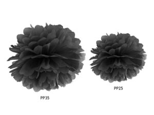 Pompon bibułowy 35cm Czarny