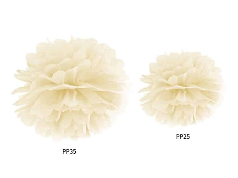 Pompon bibułowy 35cm Kremowy
