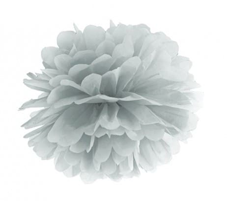 Pompon bibułowy 35cm Srebrny