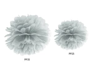 Pompon bibułowy 35cm Srebrny