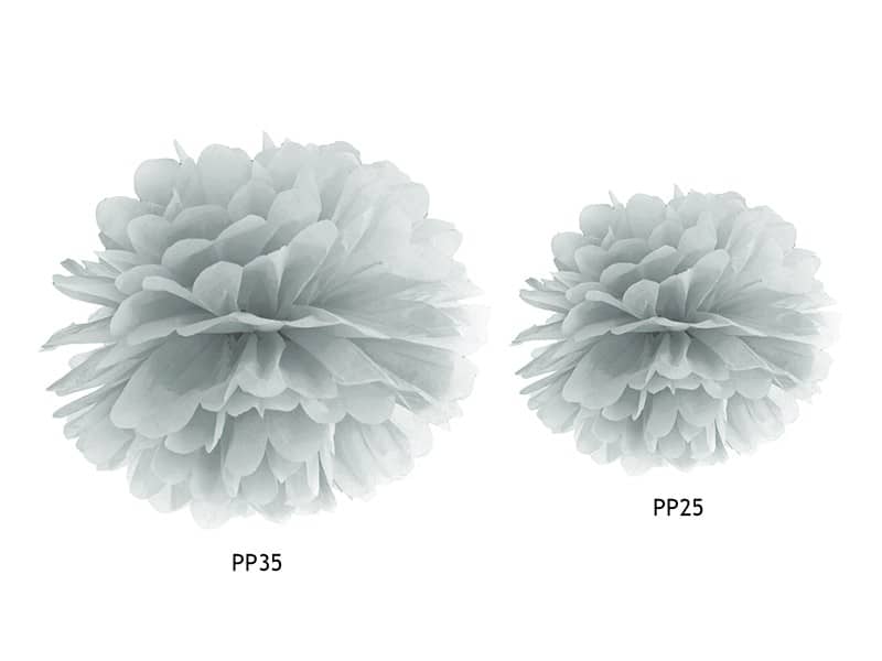 Pompon bibułowy 35cm Srebrny