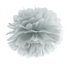 Pompon bibułowy srebrny 25cm